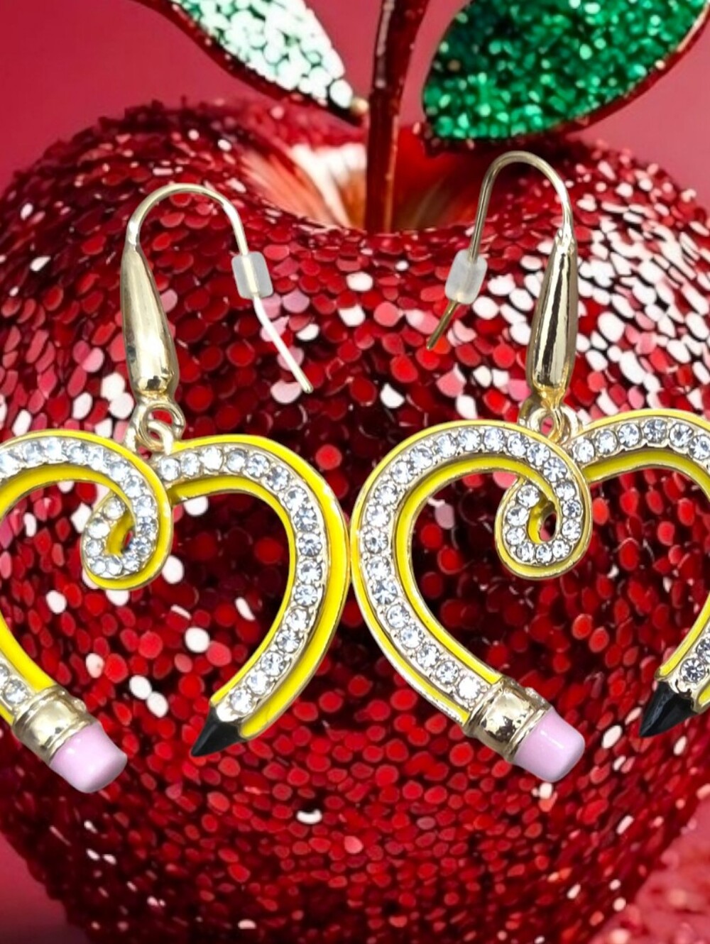 Piper K Pencil Heart Dangle Earrings